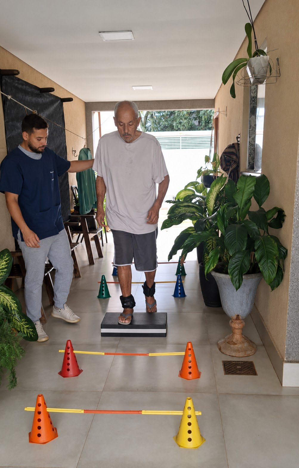 Felipe Aquino realizando atendimento domiciliar de fisioterapia